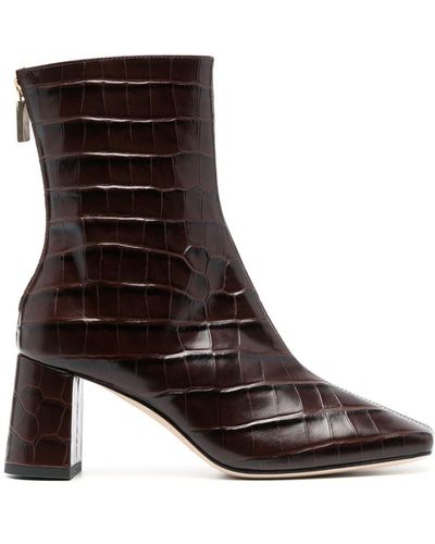 Dear Frances 75mm Crocodile-effect Leather Boots - Brown