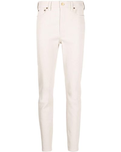 Polo Ralph Lauren Pantalon slim en cuir - Blanc