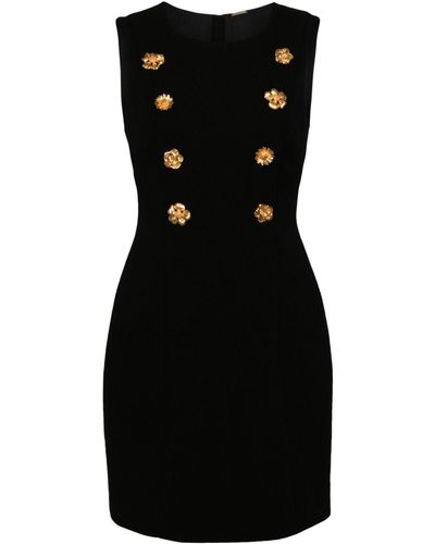 Adam Lippes Aubrey Gold-button Wool Mini Dress - Black