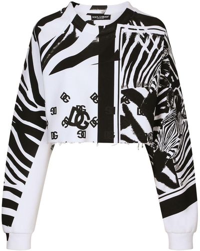 Dolce & Gabbana Zebra Print Cropped Sweatshirt - Black