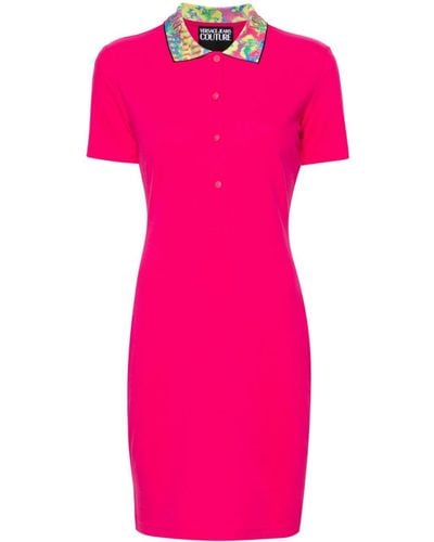 Versace Animalier Cotton Polo Dress - Pink