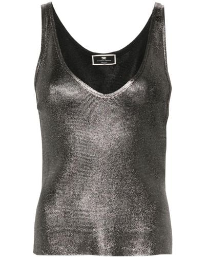 Elisabetta Franchi Metallic-effect Knitted Tank Top - Grey