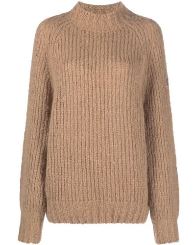 3 MONCLER GRENOBLE Open-knit Wool Sweater - Brown