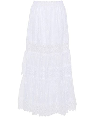 Charo Ruiz Simet Lace Long Skirt - White