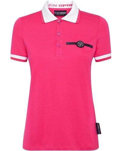 Philipp Plein Logo-appliqué Cotton Polo Shirt - Pink