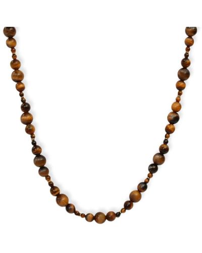 The Alkemistry 18kt Recycled Gold Brown Sugar Tiger's Eye Bead Necklace - Metallic