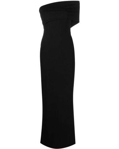Solace London Lana Asymmetric Off-the-shoulder Crepe Gown - Black