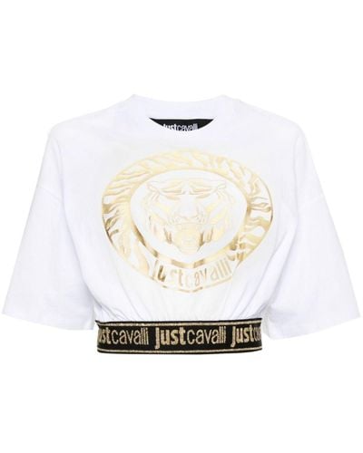 Just Cavalli T-shirt à motif tête de tigre signature - Blanc