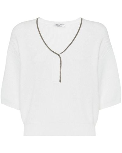 Brunello Cucinelli T-shirt à ornements - Blanc