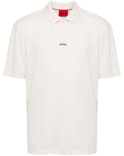 HUGO Logo-print Cotton Polo Shirt - Wit