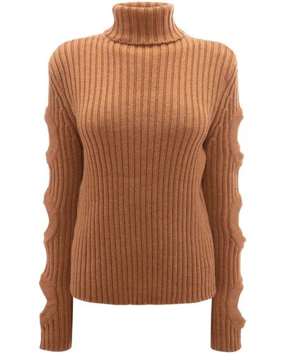 JW Anderson Cut Out Sleeve Turtleneck Sweater - Brown