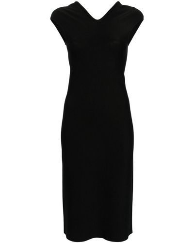 Mrz V-neck Pencil Midi Dress - Black