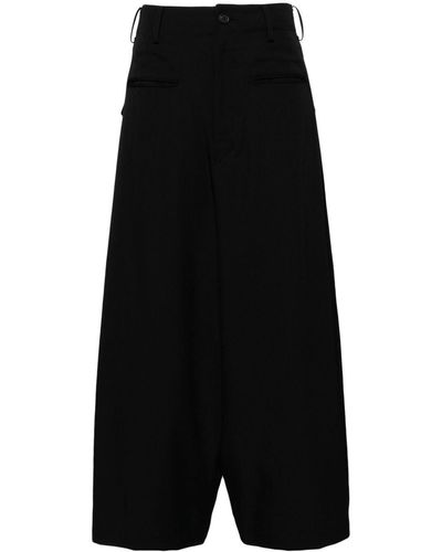 Yohji Yamamoto Wide-leg Wool Trousers - Black