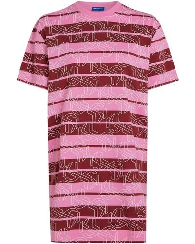 Karl Lagerfeld Gestreiftes T-Shirtkleid - Rot