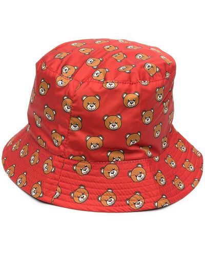 Moschino Sombrero de pescador con estampado Teddy Bear - Rojo