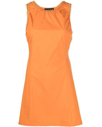 Boutique Moschino Robe courte en coton à design sans manches - Orange