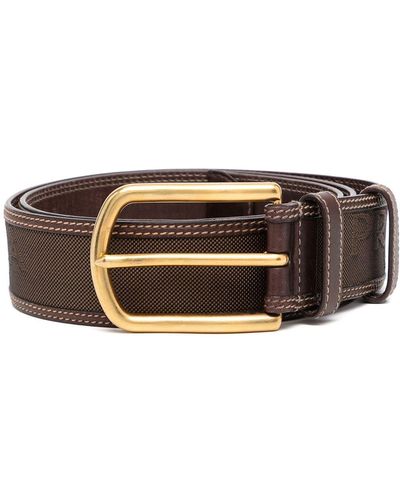 Prada Logo-woven Contrast-stitch Belt - Brown