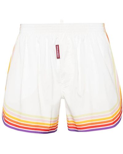DSquared² Rainbow-print Swim Shorts - White