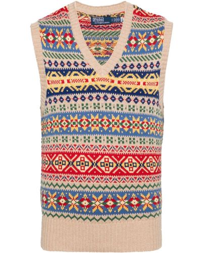 Polo Ralph Lauren Fair Isle Knitted Vest - Natural