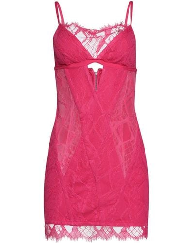 Dion Lee Lace-overlay Cut-out Minidress - Pink