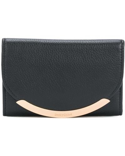 See By Chloé Gold Tone Foldover Purse - Black