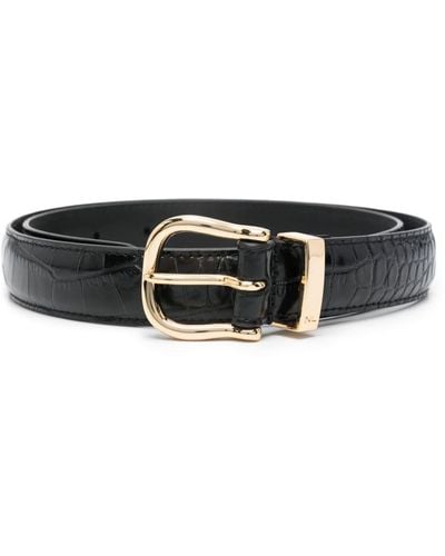Nili Lotan Crocodile-effect Patent-leather Belt - Black