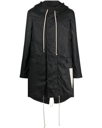 Rick Owens DRKSHDW Fishtail Hooded Raincoat - Black