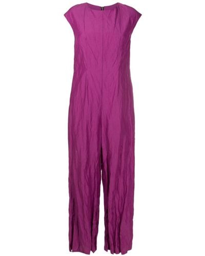 UMA | Raquel Davidowicz Crinkled Flared Jumpsuit - Purple