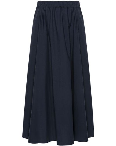 P.A.R.O.S.H. Poplin Cotton Midi Skirt - Blue