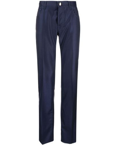 Corneliani Pantalones con logo bordado - Azul