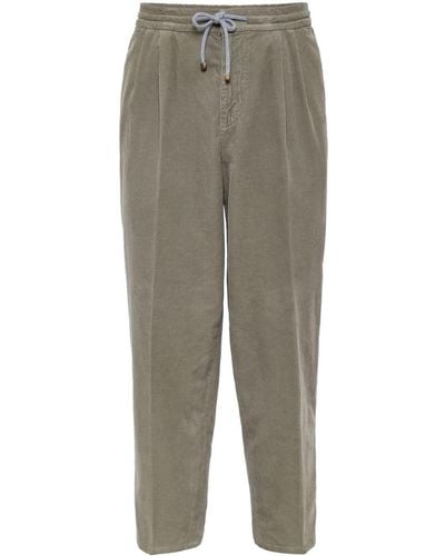 Brunello Cucinelli Drawstring-waistband Corduroy Trousers - Grey