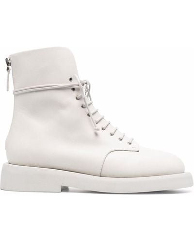 Marsèll Lace-up Leather Ankle Boots - White
