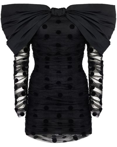 Nina Ricci Oversized-bow Neckline Tulle Dress - Black