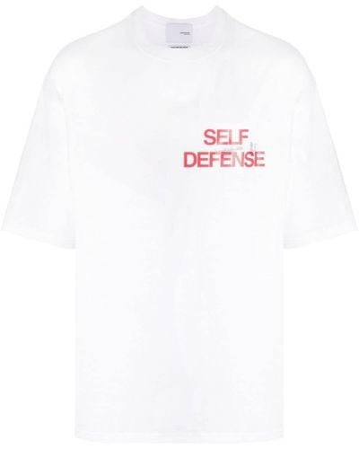Yoshio Kubo T-shirt en coton à slogan imprimé - Blanc