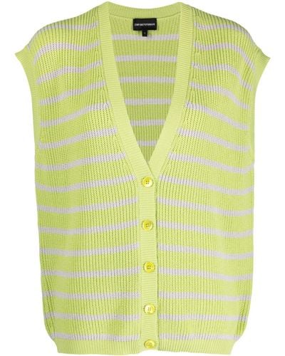 Emporio Armani Horizontal-stripe Print Knitted Top - Green