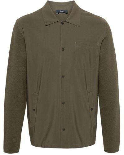 Herno Knitted-panels Shirt - Green