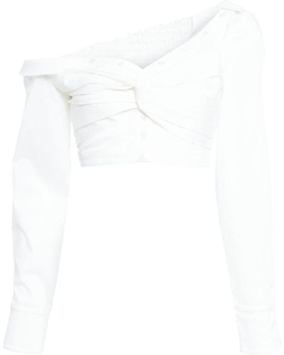 ROKH Asymmetrische Bluse mit Twist-Detail - Weiß