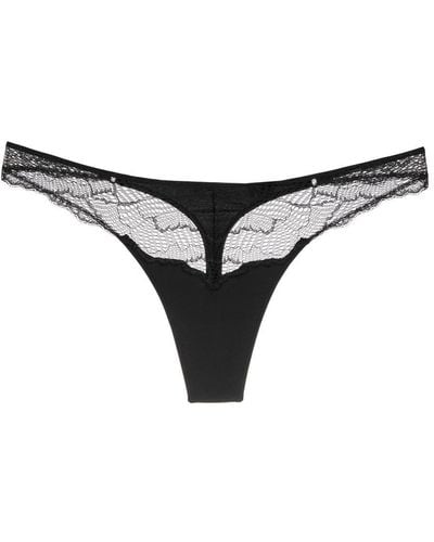 Calvin Klein Perforated Lace Thong - Black