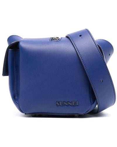 Sunnei Lacubetto Leather Shoulder Bag - Blue