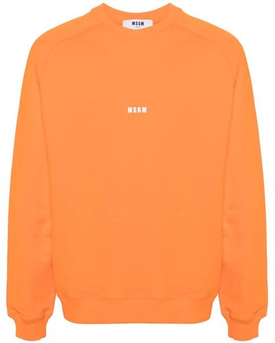MSGM Logo-print Cotton Sweatshirt - Orange