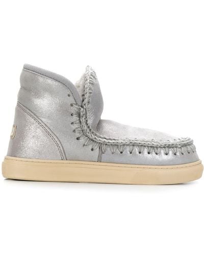 Mou Stitch Detail Ankle Boots - Grey