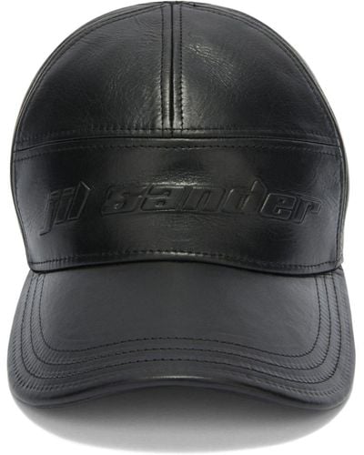 Jil Sander Logo-embossed Leather Cap - Black