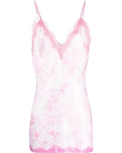 MSGM Printed V-neck Sequin Minidress - Pink