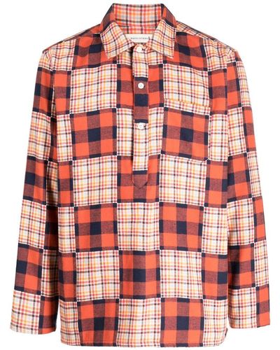 Mackintosh Jaffa Bonded-cotton Checked Shirt - Red