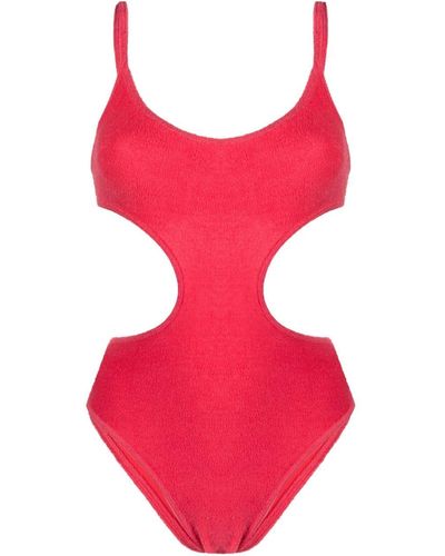 The Attico Terry-cloth Cut-out Swimsuit - Red