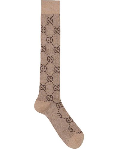 Gucci Chaussettes à motif GG - Marron