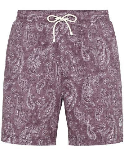 Brunello Cucinelli Bandana-print Swim Shorts - Purple