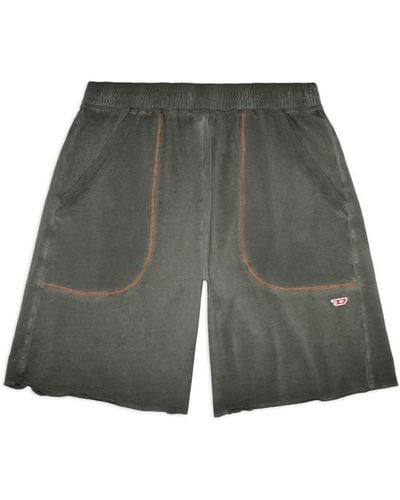 DIESEL P-bask Faded-effect Cotton-jersey Shorts - Gray