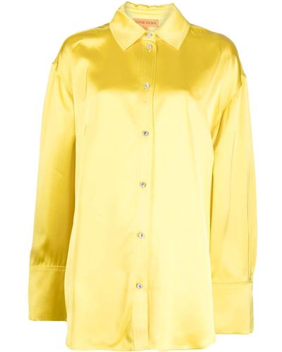 Stine Goya Drop-shoulder Satin Shirt - Yellow