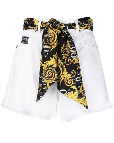 Versace Shorts con cintura lazada - Blanco